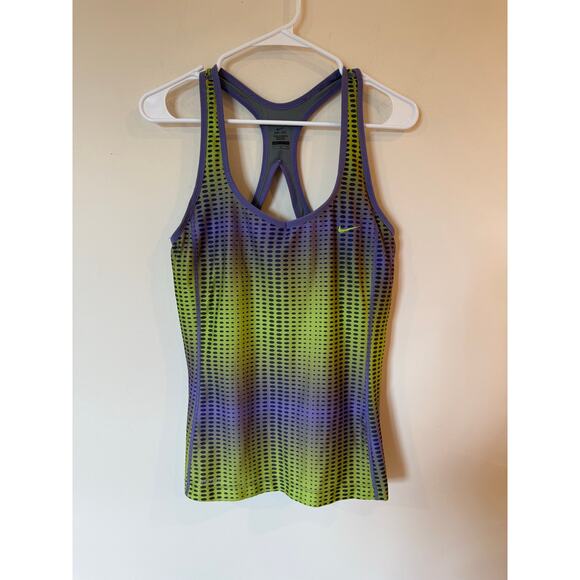 Nike Sleeveless Printed Dri-Fit Running Racerback Tank Top Green Women's Size XL - Picture 1 of 11